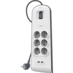 BELKIN SurgeStrip přepěťová ochrana, 6 zásuvek, 2 USB, BSV604vf2M