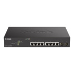 D-Link DGS-1100-10MPV2, 8x 1000Base-T 802.3af/802.3at PoE, 2x SFP, 130W PoE budget, DGS-1100-10MPV2/E