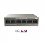 Tenda TEF1106P-4-63W PoE AT switch 4x PoE 802.3af/at, 6x 100Mb/s, PoE celkem 63W, fanless, PoE+, 75011837