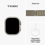 Apple Watch Ultra 2 49mm titanové pouzdro s olivovým alpským tahem - Small MREX3CS/A