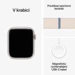 Apple Watch Series 9 45mm Hvězdně bílý hliník s hvězdně bílým provlékacím sportovním řemínkem MR983QC/A