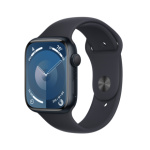 Apple Watch Series 9 45mm Temně inkoustový hliník s temně inkoustovým sportovním řemínkem - M/L MR9A3QC/A