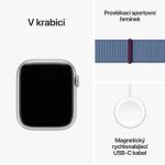 Apple Watch Series 9 45mm Stříbrný hliník s ledově modrým provlékacím sportovním řemínkem MR9F3QC/A