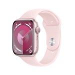 Apple Watch Series 9 45mm Růžový hliník se světle růžovým sportovním řemínkem - M/L MR9H3QC/A