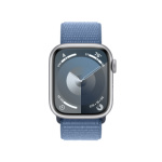 Apple Watch Series 9 41mm Cellular Stříbrný hliník s ledově modrým provlékacím sportovním řemínkem MRHX3QC/A