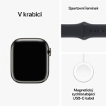 Apple Watch Series 9 41mm Cellular Grafitově šedý nerez s temně inkoustovým sportovním řemínkem - M/L MRJ93QC/A