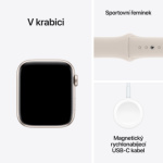 Apple Watch SE 44mm Hvězdně bílý hliník s hvězdně bílým sportovním řemínkem - S/M MRE43QC/A