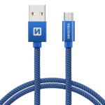 SWISSTEN Textile Micro USB, datový kabel, modrý, 2 m 71522308