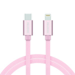 SWISSTEN Textile USB-C / Apple Lightning, datový kabel, růžovo zlatý, 1,2m 71525205